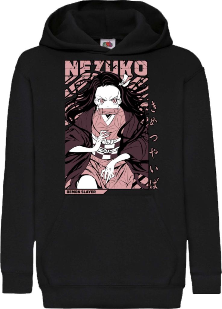 Kinder Kapuzenpullover Demon Anime Slayer Nezuko Kamado 001, 9-11 Jahr - 140 / Schwarz