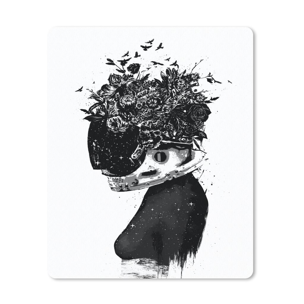 MuchoWow Mauspad Mousepad Astronaut - Frau - Blumen - Natur 30x40 cm - Mousepads - Maus Mat - Pad - Mausunterlage - Mausmatten