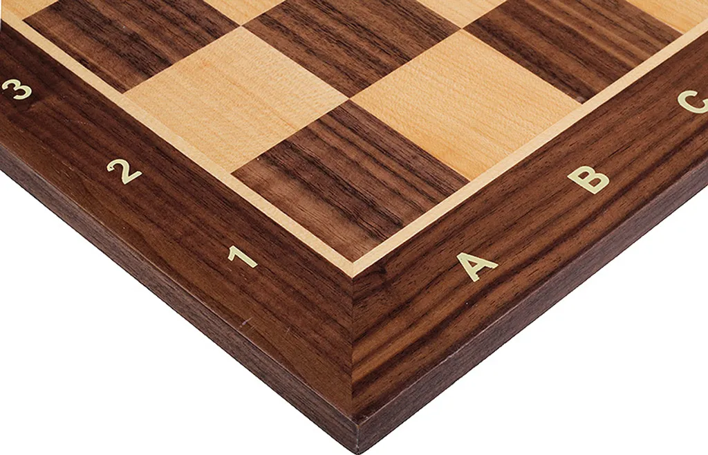 Échiquier Artisanal No. 4+ en Marqueterie de Noyer et Érable avec Lettres