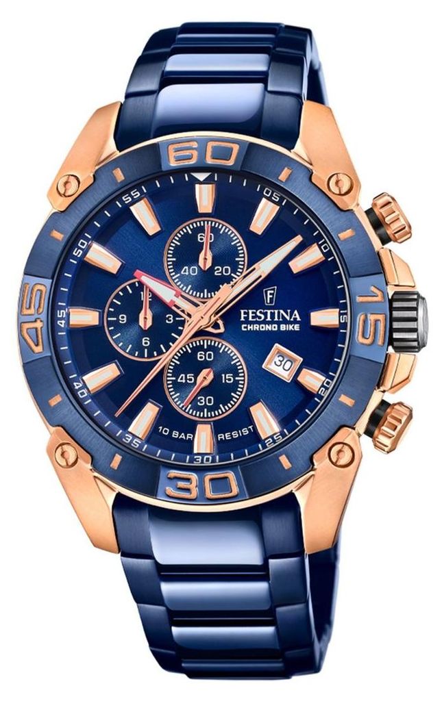 Festina Herrenuhr Chrono Bike Armbanduhr Edelstahl blau Produktbild 