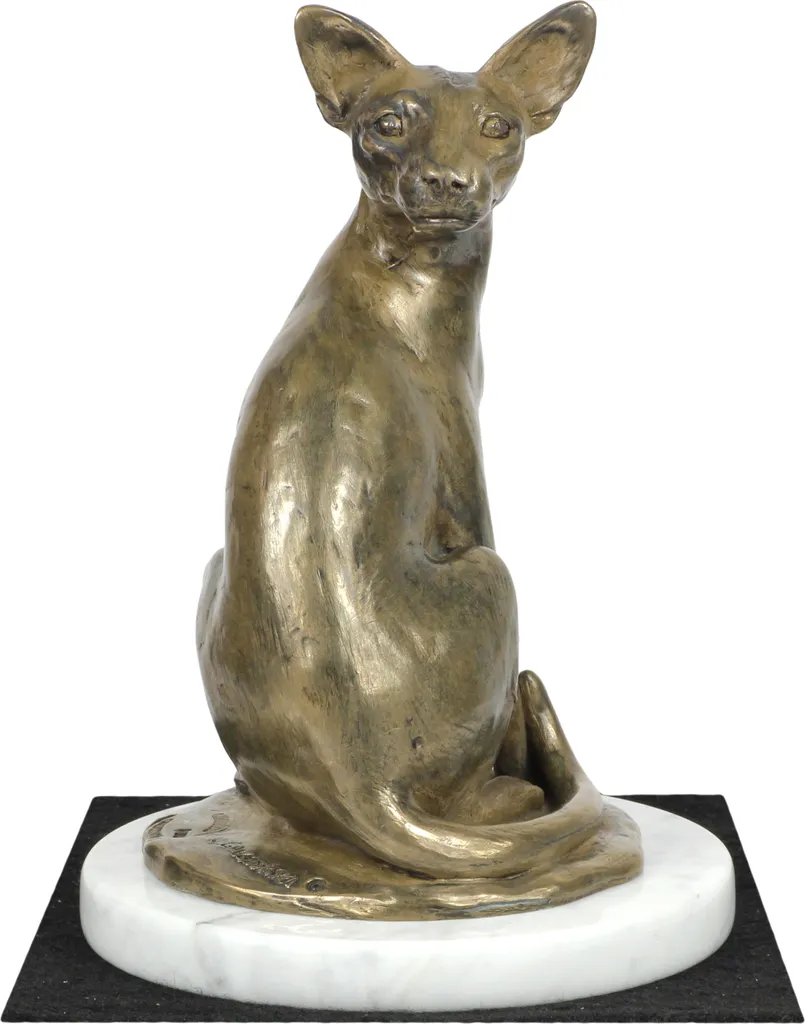 Statue Mau Égyptien Art-Dog en Marbre Blanc - Figurine de Collection