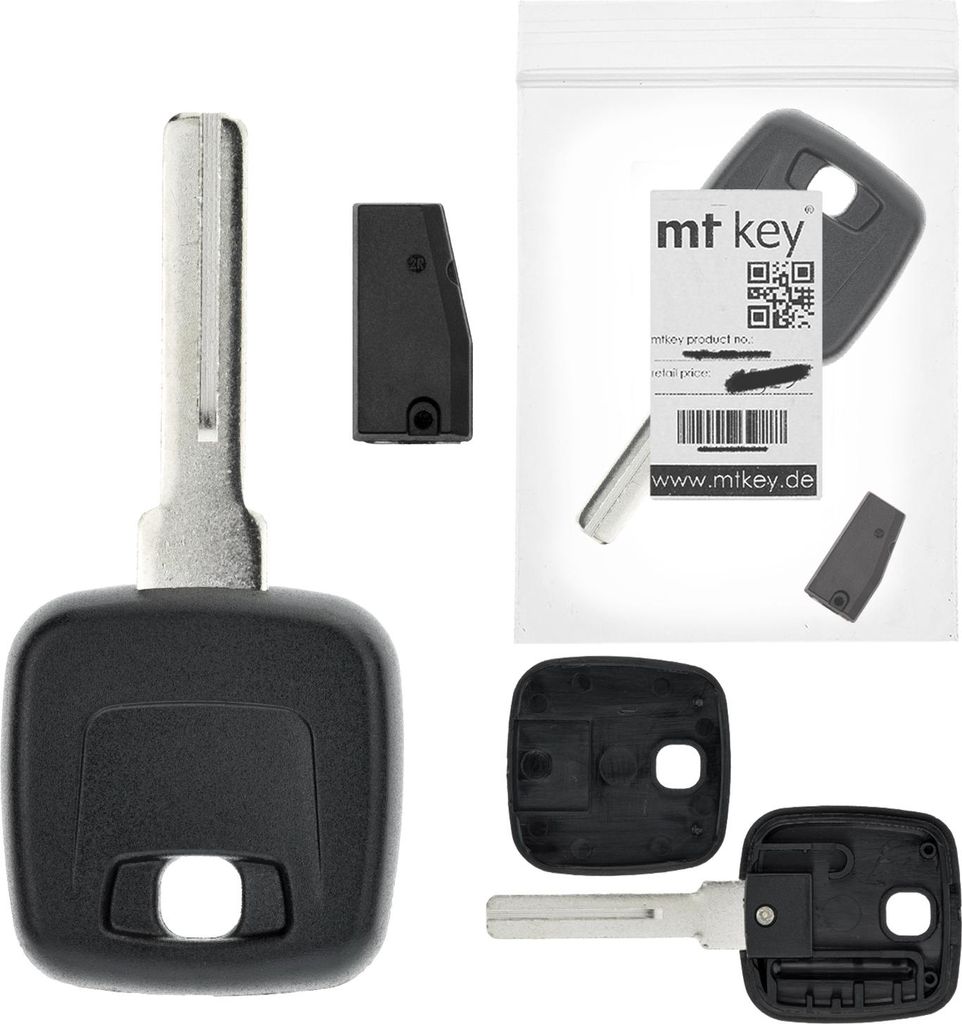 MT-KEY Auto Zünd Schlüssel Rohling NE66 + ID73 Transponder Wegfahrsperre kompatibel mit Volvo V70 I L B80 96-99