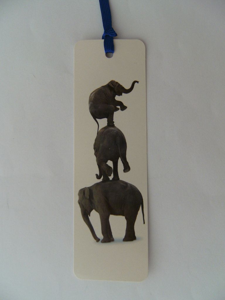 Lesezeichen Elefanten, 14 x 4 cm, Buchzeichen Bookmark Bücher Buch Tier Elefant