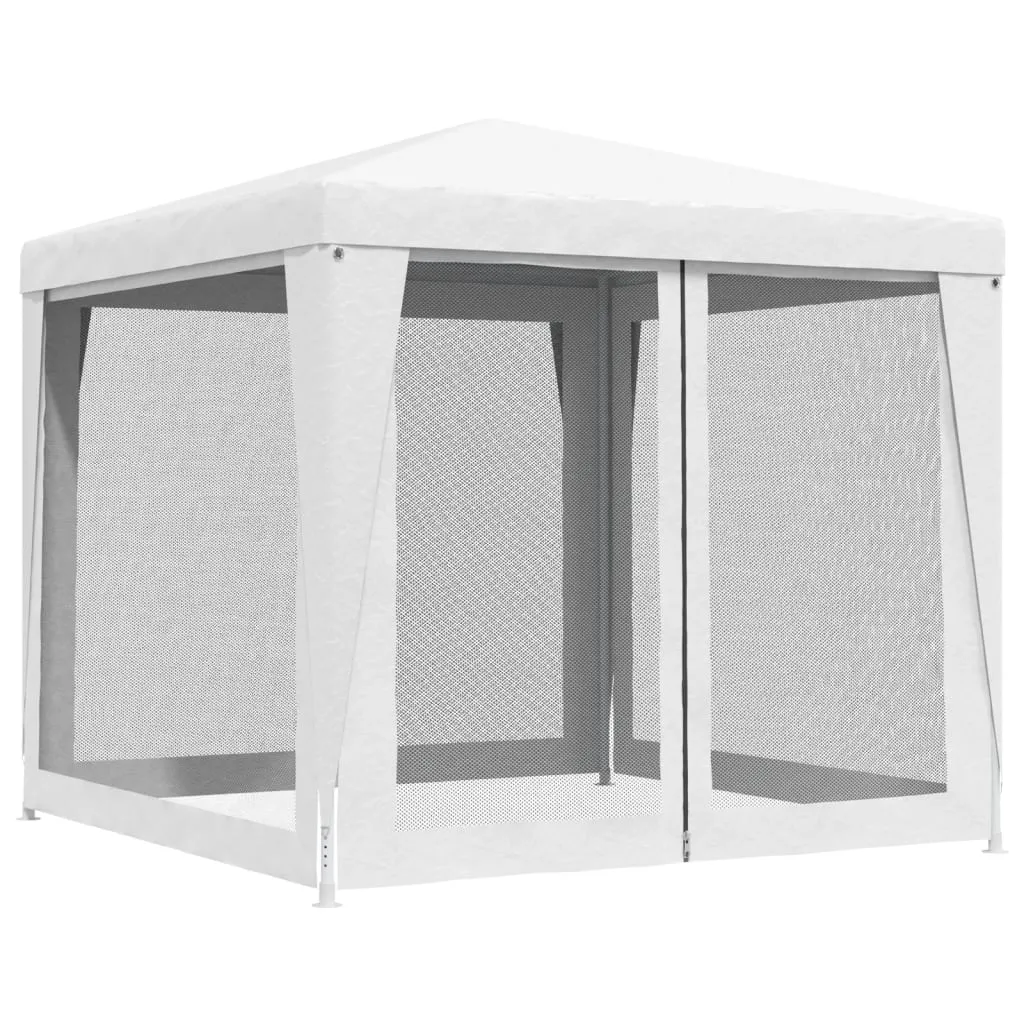 vidaXL Tendone Feste Bianco 250x250 cm - Struttura in Ferro e Rete - 5