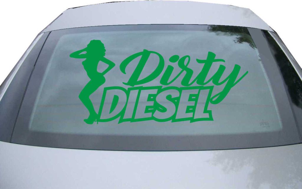 Indigos UG - Aufkleber Heckscheibe & Motorklappe DE7030 - grün - 600x284 mm - Dirty Diesel - Auto Scheiben Fenster Heckklappe Tuning Racing JDM - ...