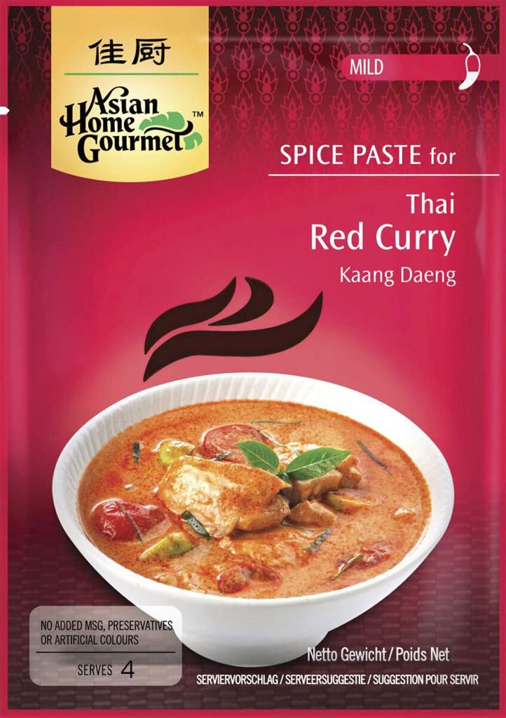 Asian Home Gourmet rote Currypaste für mildes Thai Kaang Deang 50g