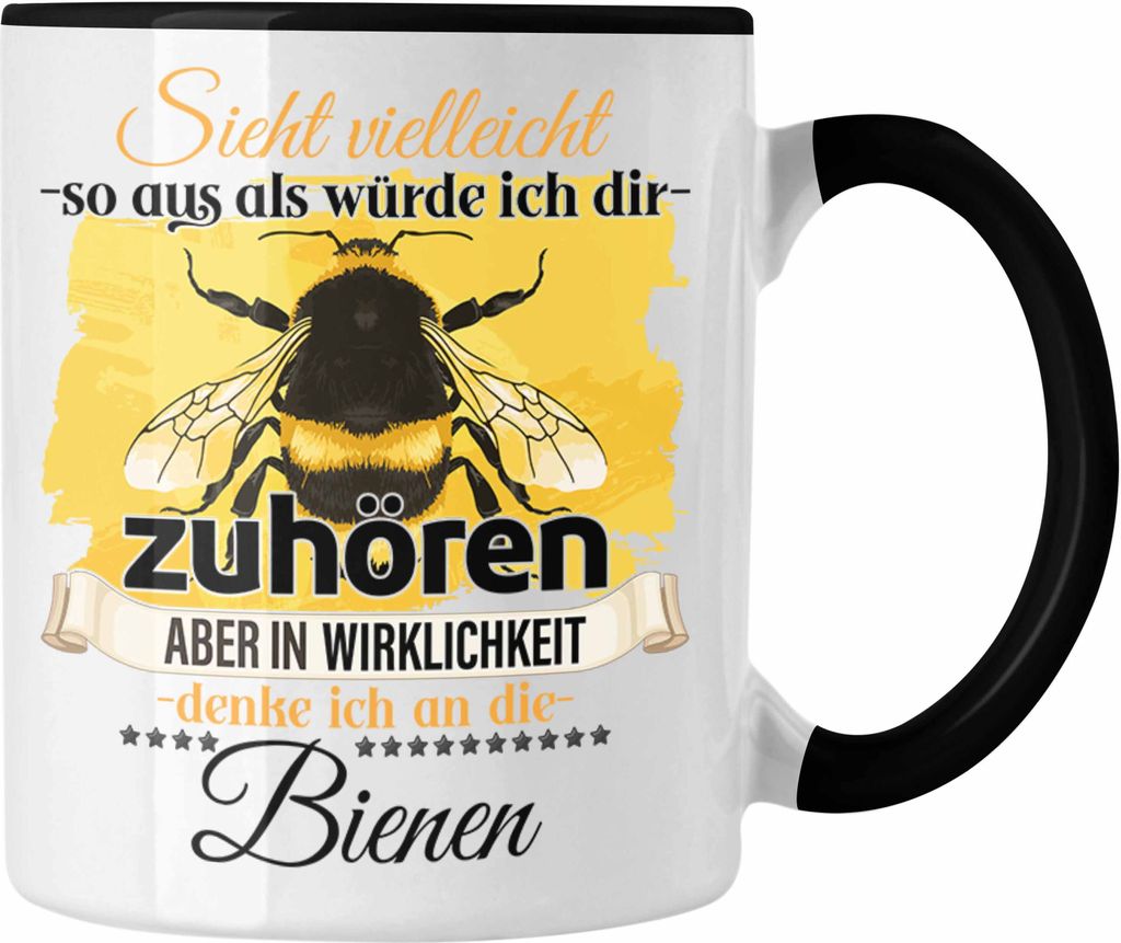 Trendation - Imker Geschenk Tasse Bienen Liebhaber Geschenkidee Lustiger Spruch (Schwarz)