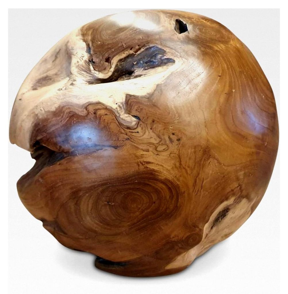 Wurzelholz Dekoration Kugel 30 cm – handgefertigte Teakholz Deko aus Indonesien – rustikale Holz Deko Kugel für Wohnung, Garten und Terrasse