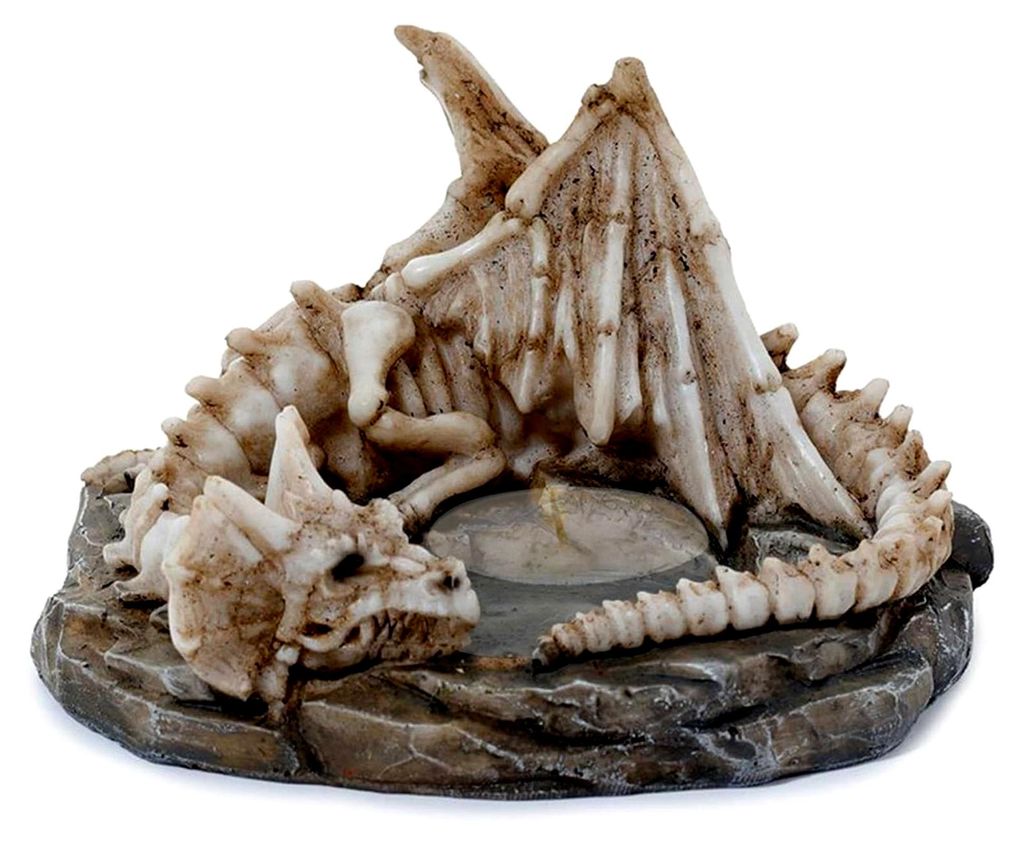 Teelichthalter ''Sleeping Dragon'' - Drachen Kerzenhalter - 6x11x10 cm - Fantasy Figur Dekoration