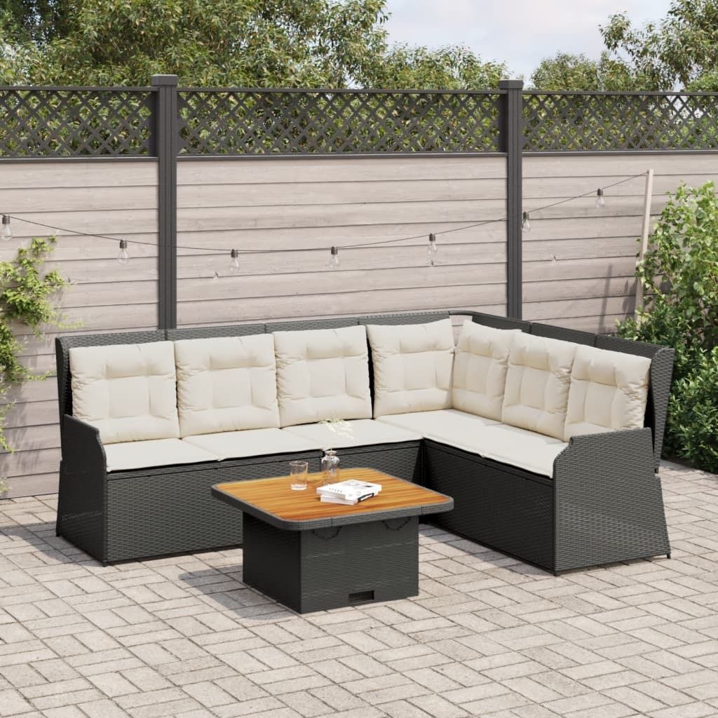 Industrie-Stil 5-tlg. Garten-Lounge-Set Sofa Set Essgruppe mit Kissen Schwarz Poly Rattan Terrassenmöbel2024 cloris