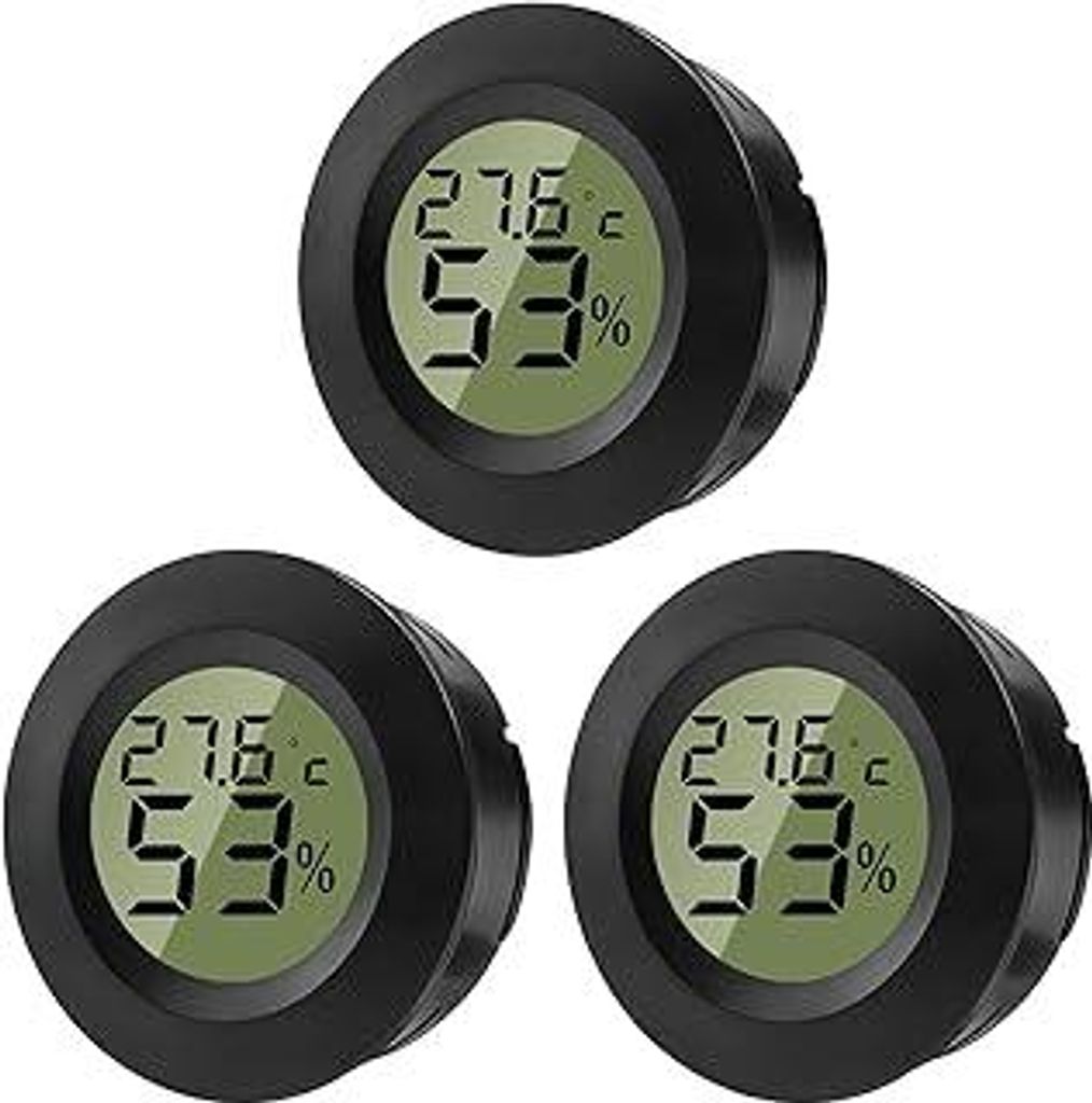 Hygrometer Thermometer Mini Digital Temperatur Luftfeuchtigkeitsmessgerät Rund Humidity Meter für Innenräume, Gewächshäuser, Terrarien, Gitarr...