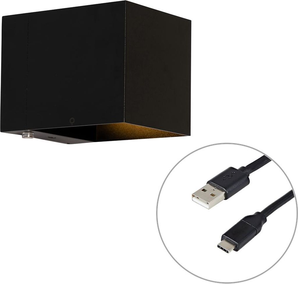 Wandleuchte Schwarz inkl  LED und Touchdimmer Produktbild 