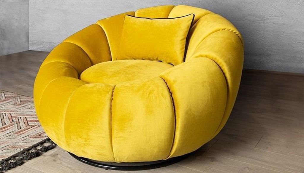 Gelber Polster Club Sessel Einsitzer Designer Moderne Einrichtungsmöbel