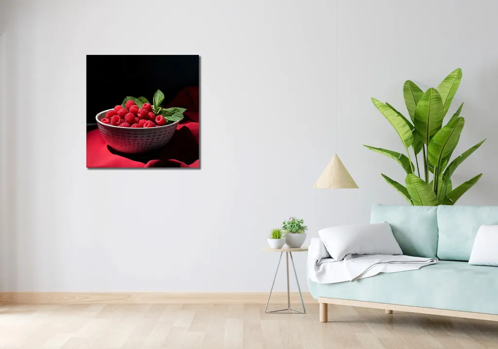 Image Bol de Framboises 70x70 cm Impression Haute Définition Rouge - 2