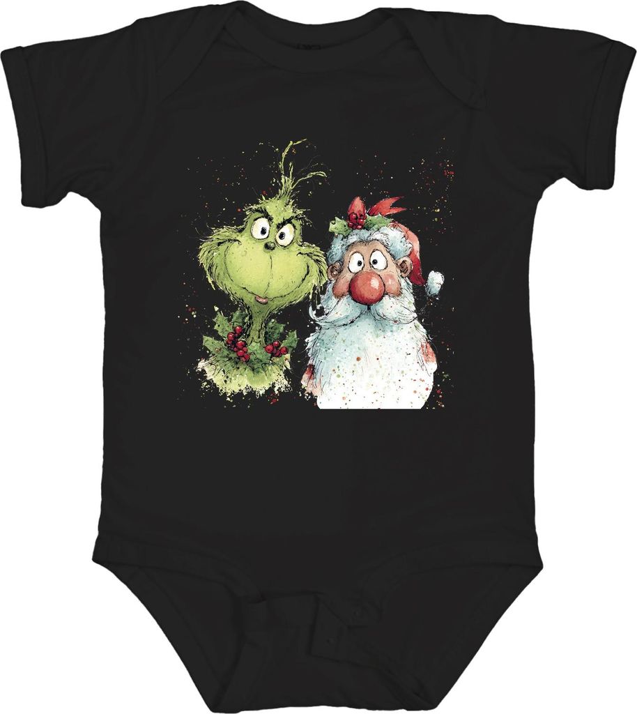 Grinch Weihnachtsmann lustig Weihnachten Geschenk Vintage Unisex Baby Body, Schwarz, 12/18