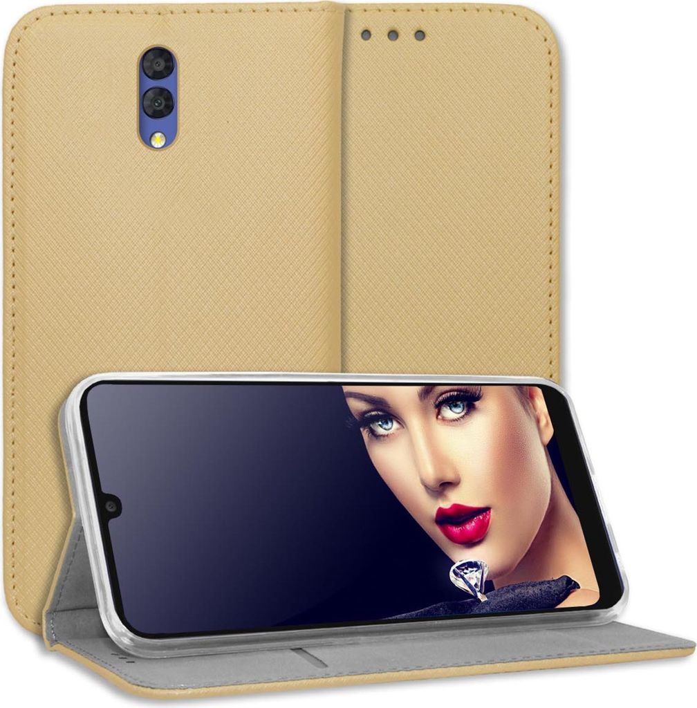 Bookstyle Schutzhülle Klapphülle Schutztasche Etui Cover für Alcatel 3L 2019 (5039D, 5.94'') - Gold