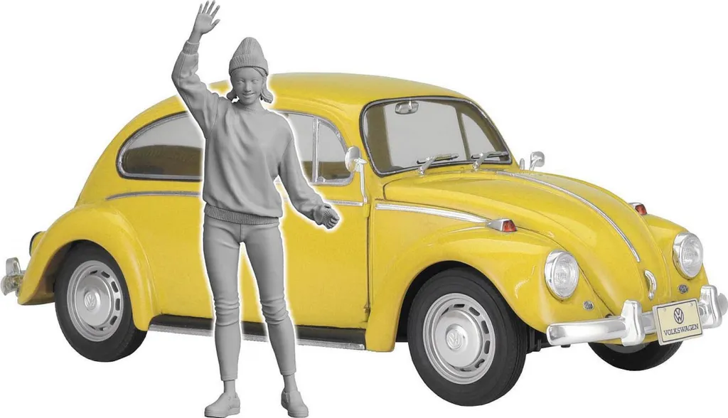 Voiture miniature Volkswagen Coccinelle 1967 en métal 1:24 avec figurine