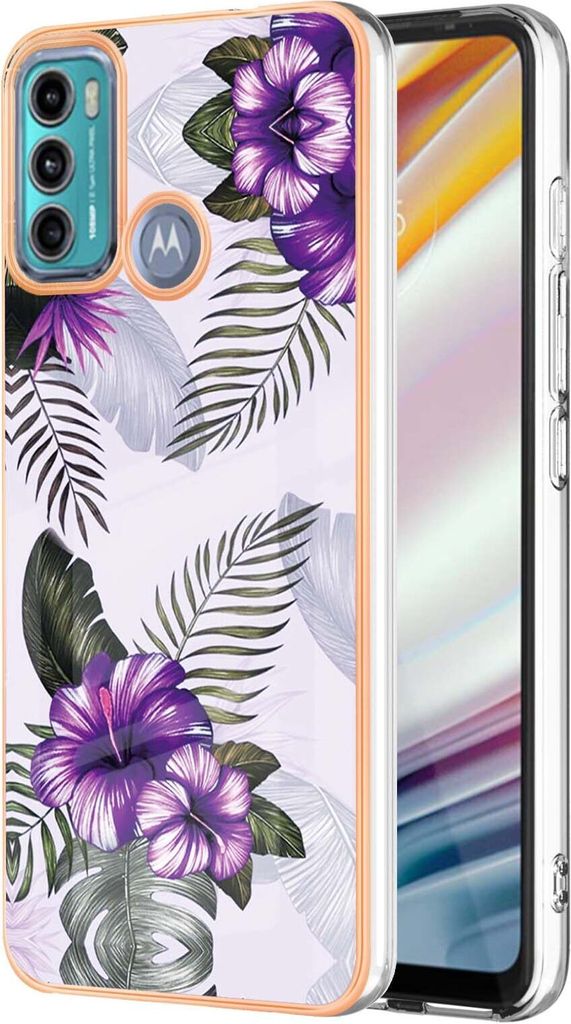 Moto G60 / G40 Fusion Hülle, Muster Handyhülle Anti-Shock Weich TPU Bumper Schutzhülle für Motorola Moto G60 / G40 Fusion Lila