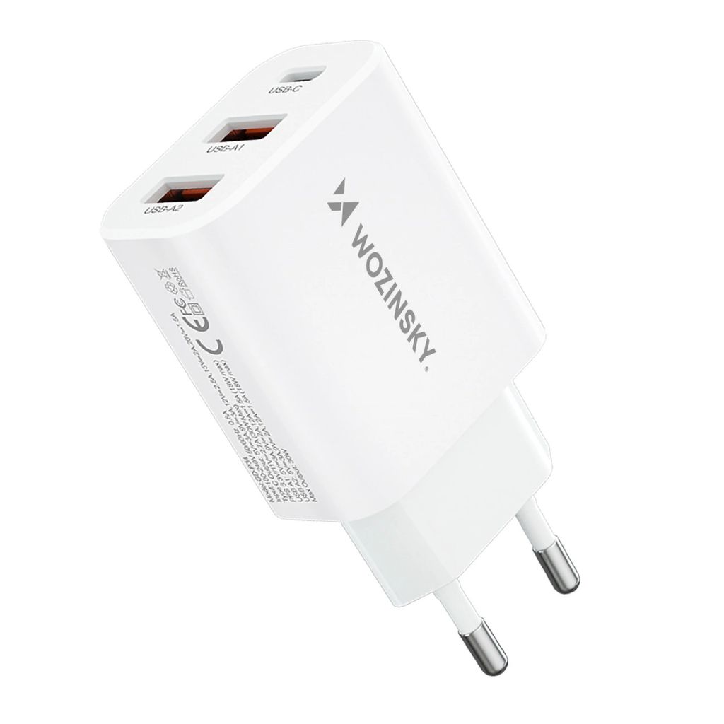 Wozinsky Schnellladegert 30W USB-C / 2 x USB-A Wandladegert - Wei 100-240 V