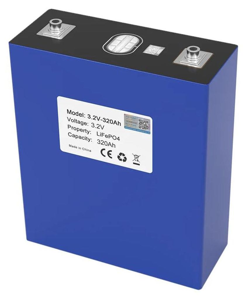 LiFePO4 Batteriezelle - 3,2V 320Ah - Bis 8000 Ladezyklen - Prismatische Zelle - Für 12V 24V 4S 8S Solaranlage Wohnmobil - 1 Stück
