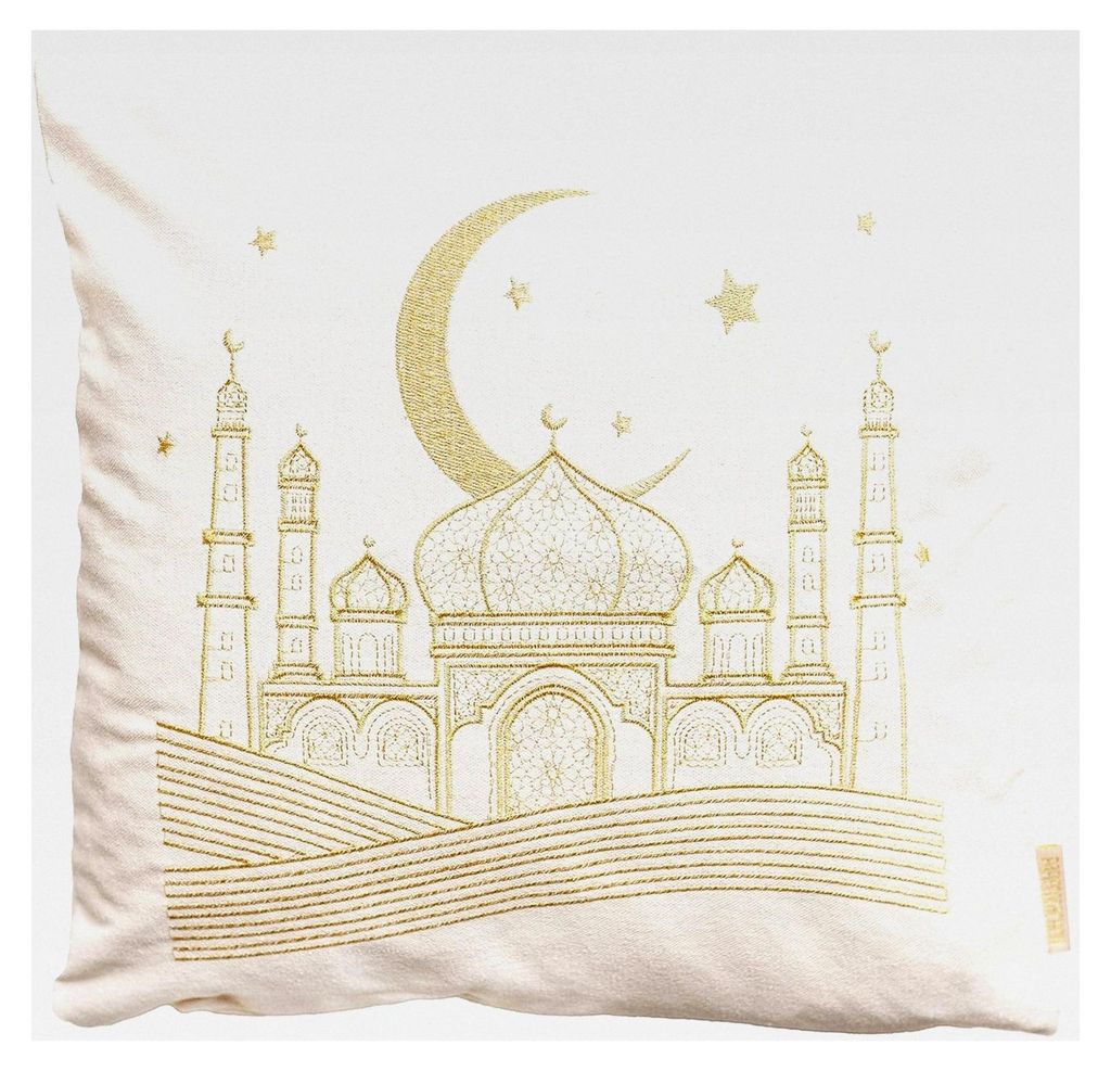 Kissenbezug als Ramadan-Dekoration - goldbestickt - Größe 40x40cm - saisonale Zuckerfest-Deko - Set 1