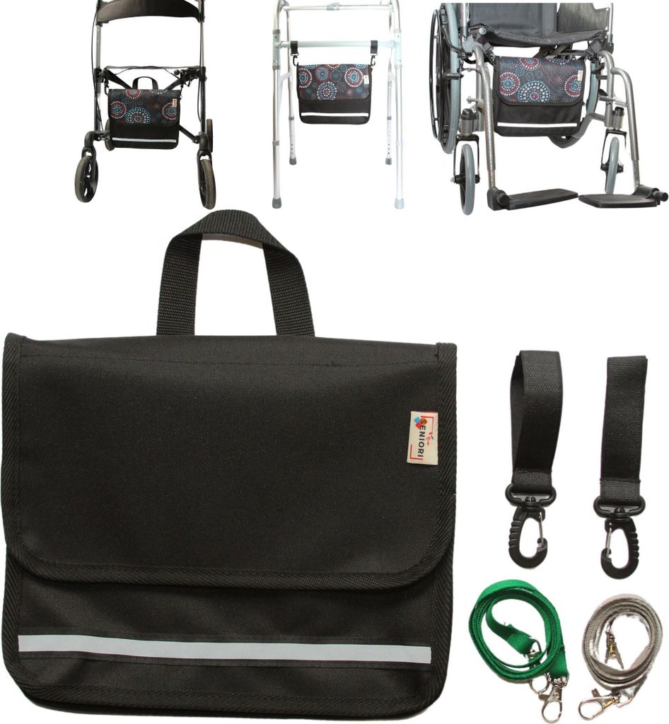 SENIORI multifunktionale Tasche für Rollstühle UNTER DEM SITZ Rollstuhltasche 2U - Schwarz