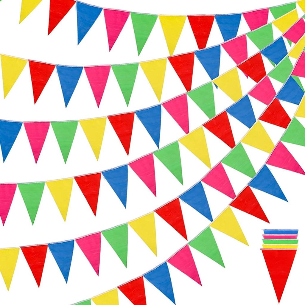 100 Meter XXL Wimpelkette bunt - Innen & Draußen Banner - Produktbild 