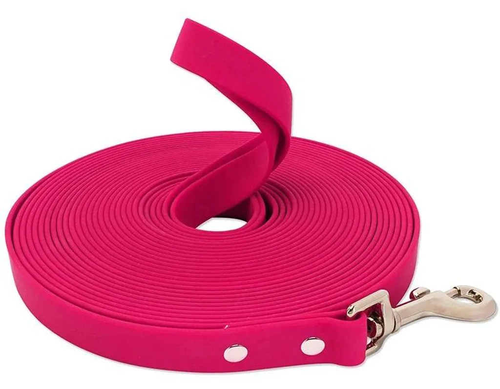 Laisse longue pour chien rose de 15m étanche et facile à nettoyer