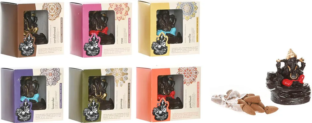 Diffuseur d'encens Mandala indien en céramique pour méditation - 6 pièces