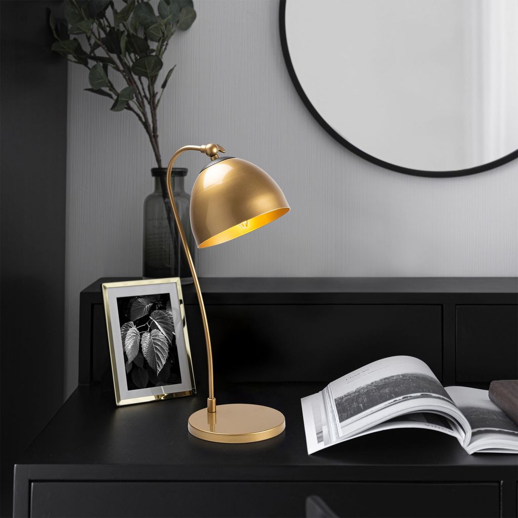 Opviq, Hochwertige Tischlampe, Gold, 25 x 25 x 54 cm | Metallkörper, E14 Fassung, max. 40 W, IP20 | Elegantes Design für modernes Zuhause & Hotel...