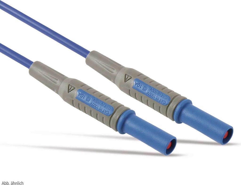 Messleitung, 2x Sicherheitsstecker, 4mm, 18AWG, blau, 0,5m, Multimeter Messleitung, Messleitung für Multimeter