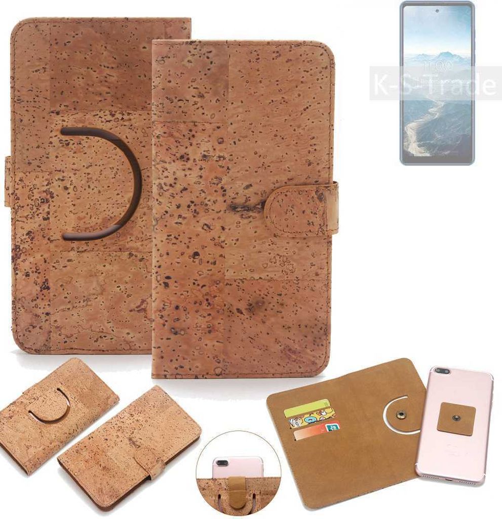 K-S-Trade Handy Hülle Schutz Hülle kompatibel mit BQ Mobile BQ-6868L Wide Handyhülle Schutzhülle Korkhülle Kork-Hülle 1x