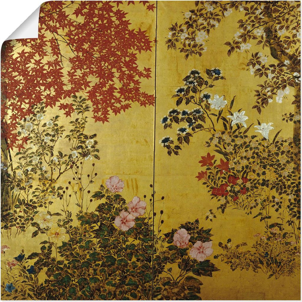 ARTland Poster Japanischer Wandschirm 18. Jahrhundert Größe: 50x50 cm
