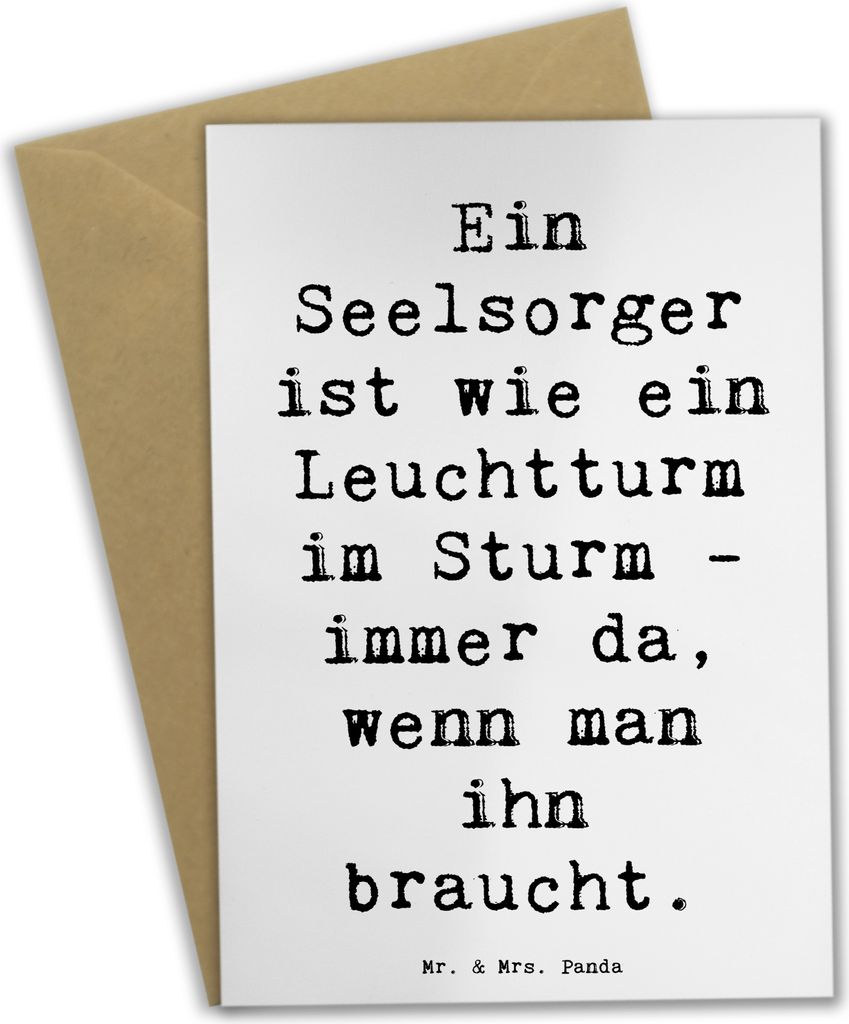 Mr. & Mrs. Panda Klappkarte Spruch Seelsorger Leuchtturm - Weiß - Geschenk, Beständigkeit, Aufmerksamkeit, handgemacht, glückwunschkarten, Mitge...