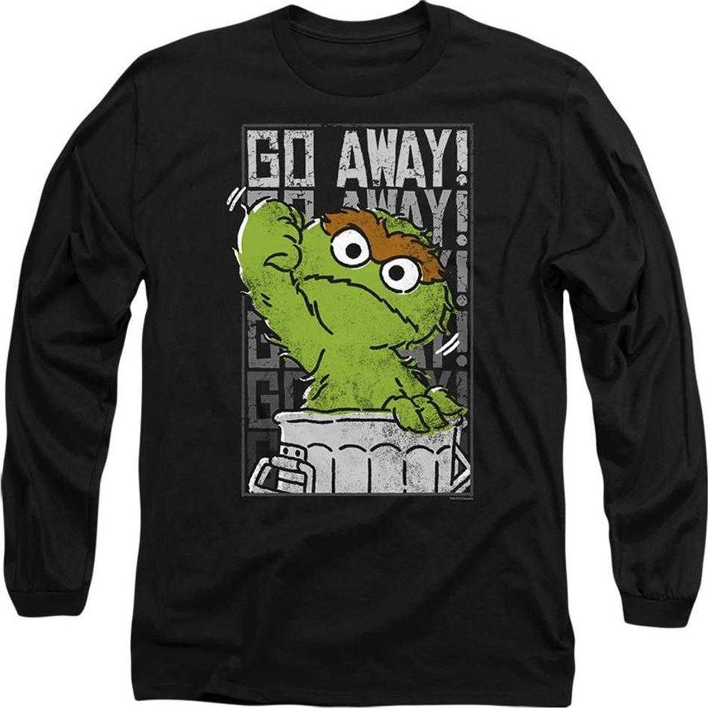 Sesame Street - "Go Away" T-Shirt für Herren/Damen Uni, Langärmlig TV21245 (XXL) (Schwarz)