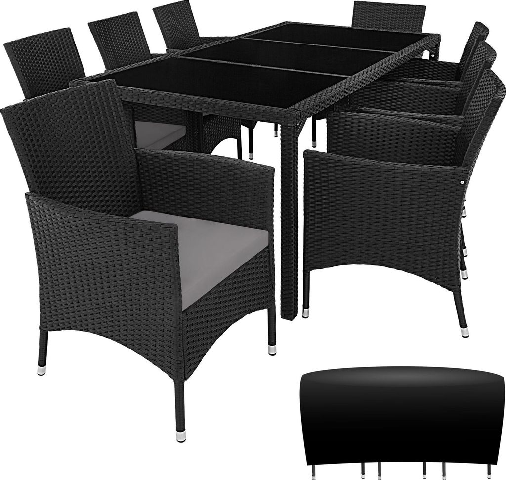 Salon de jardin 8 places avec housse de protection - Image du produit 