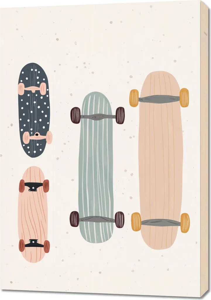 Décoration Murale Enfant Motif Skateboard - Grand Tableau 70 x 100 cm