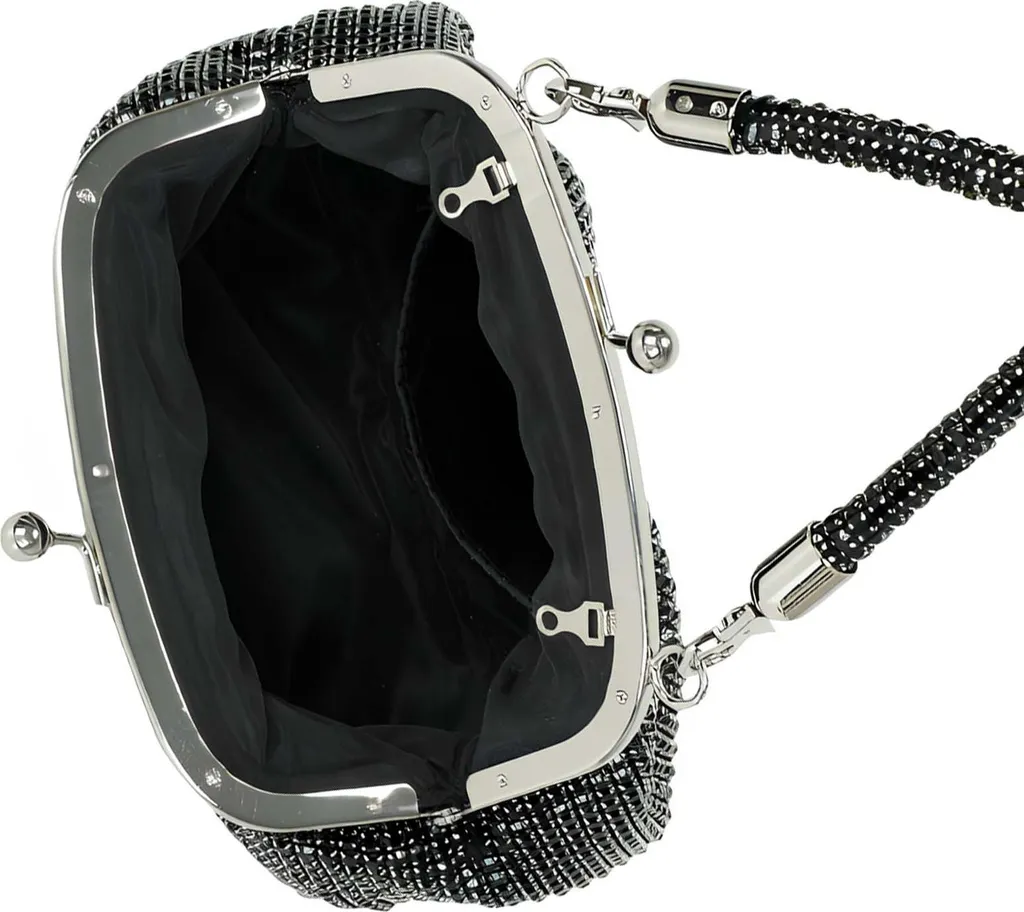 Pochette perlée rétro noire Gallantry : finitions perles et clic-clac - 5