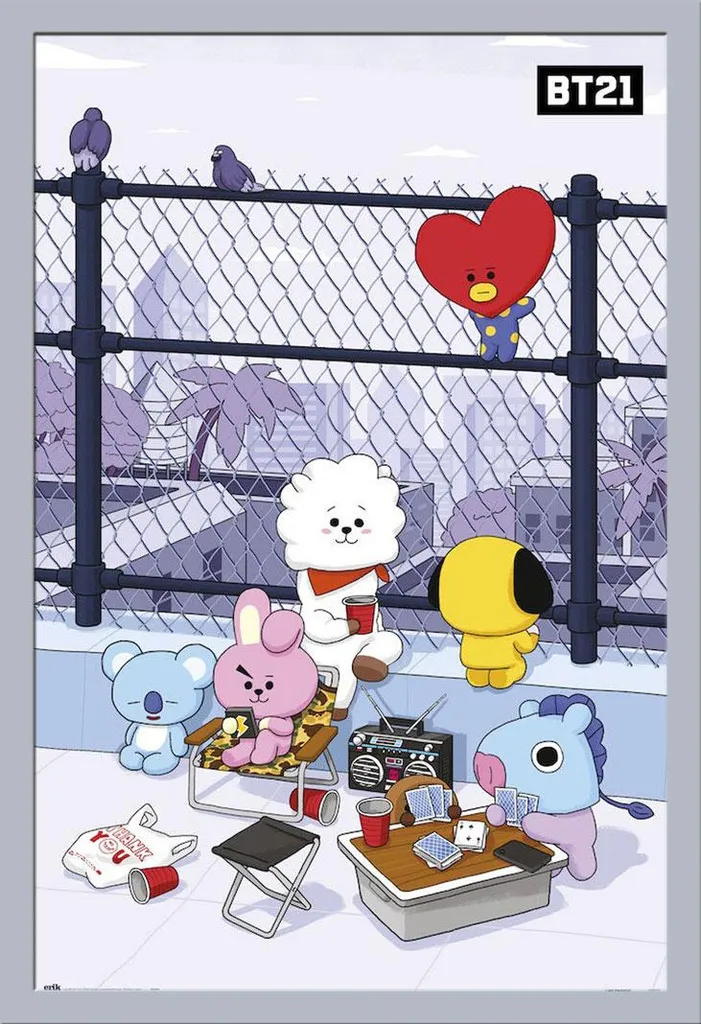 BT21 Poster Azotea + Cornice Argento Shinsuke® Maxi MDF | Offerta Shop