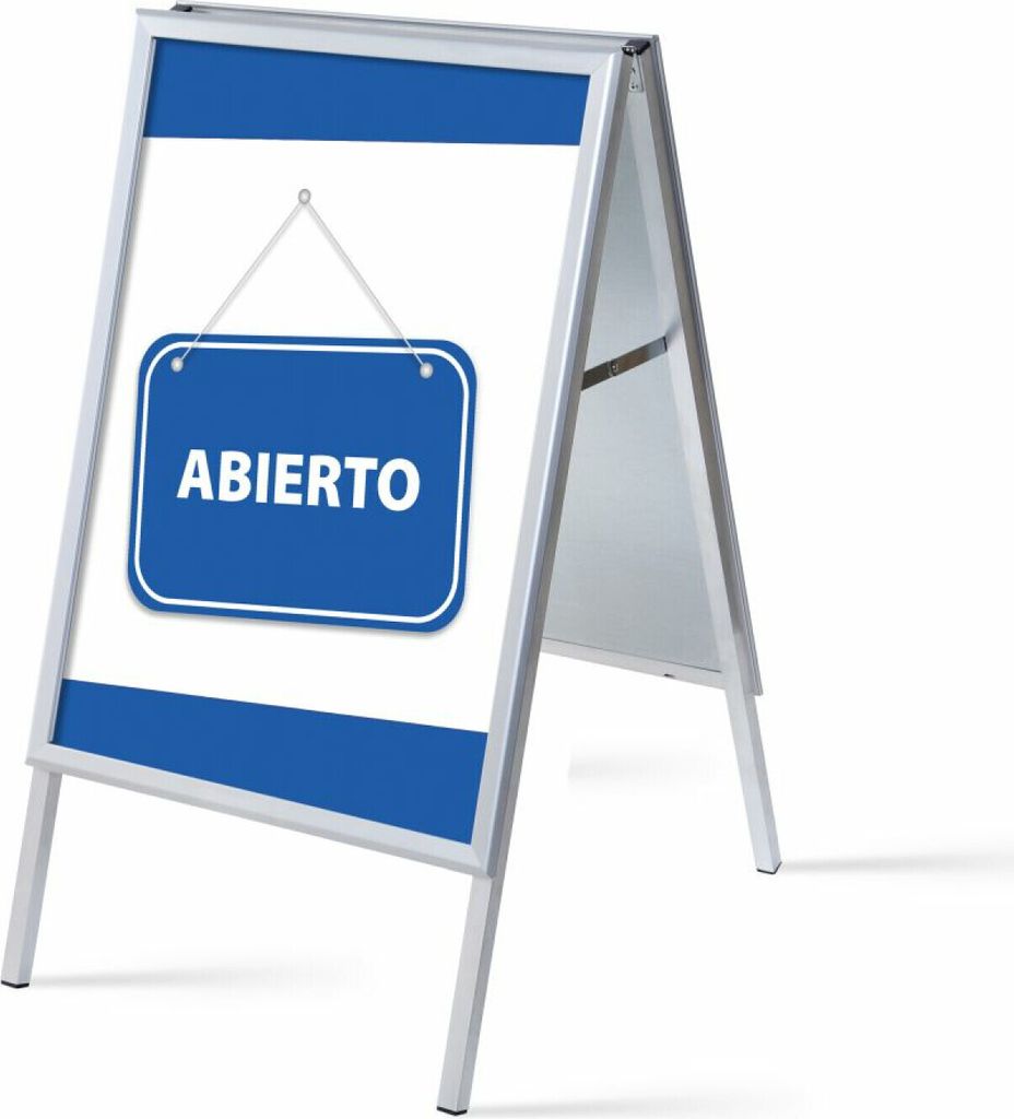 Showdown Kundenstopper - DIN A1 - Komplett-Set - Abierto Spanisch - Blau/Schwarz