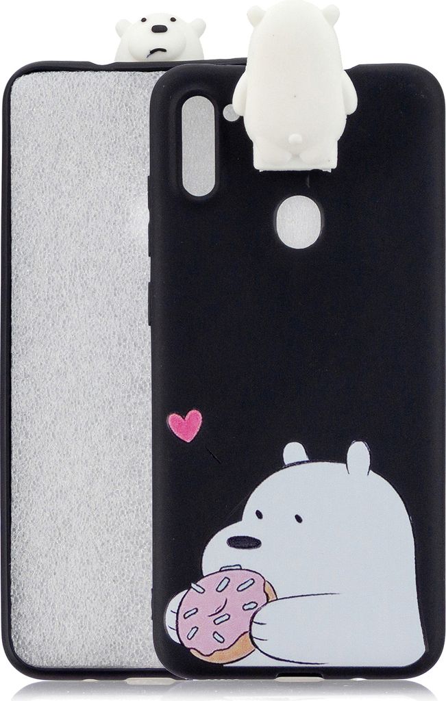 Für Samsung A11 Soft TPU Back Cover Cartoon Malerei Handy Fall Schale mit Bracket Big White Bär