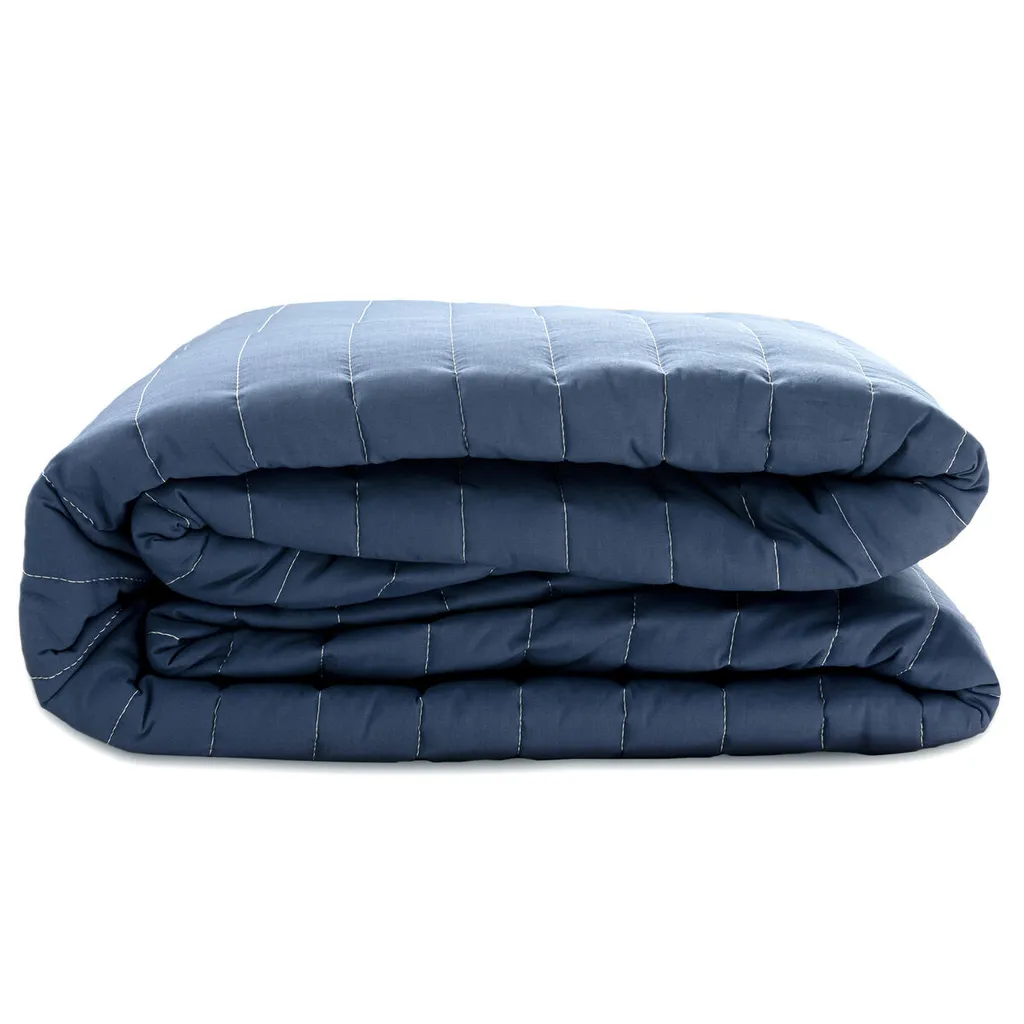 Copriletto reversibile HappyFriday Basic Dash bianco blu navy 240 x 260 cm - 3