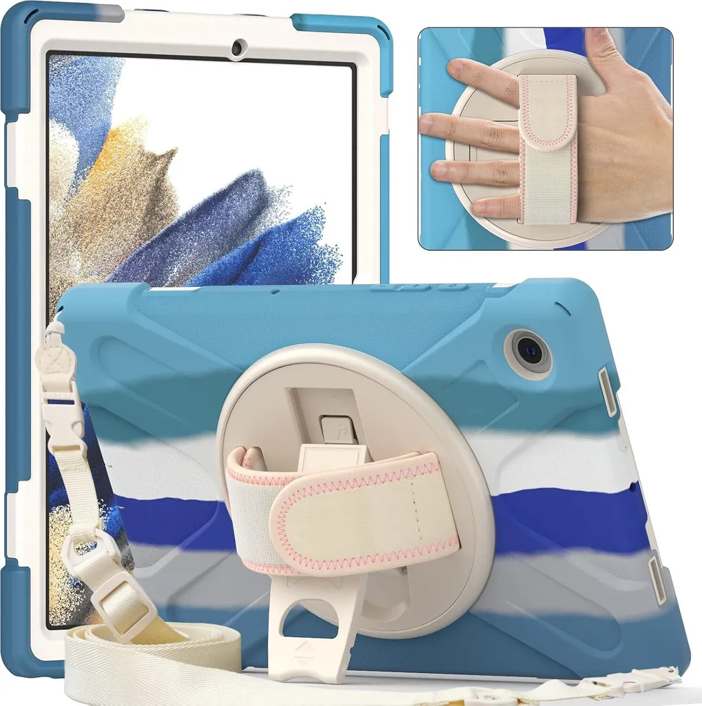 Custodia per Samsung Galaxy Tab A 8.0" con supporto e tracolla Blu