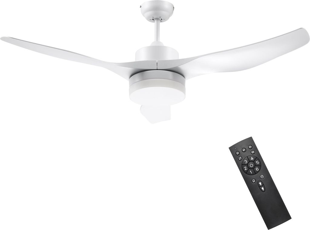 Deckenventilator mit LED-Licht, 2-in-1 Design, mit Timer, Fernbedienung, Deckenlampe mit Ventilator, Weiß