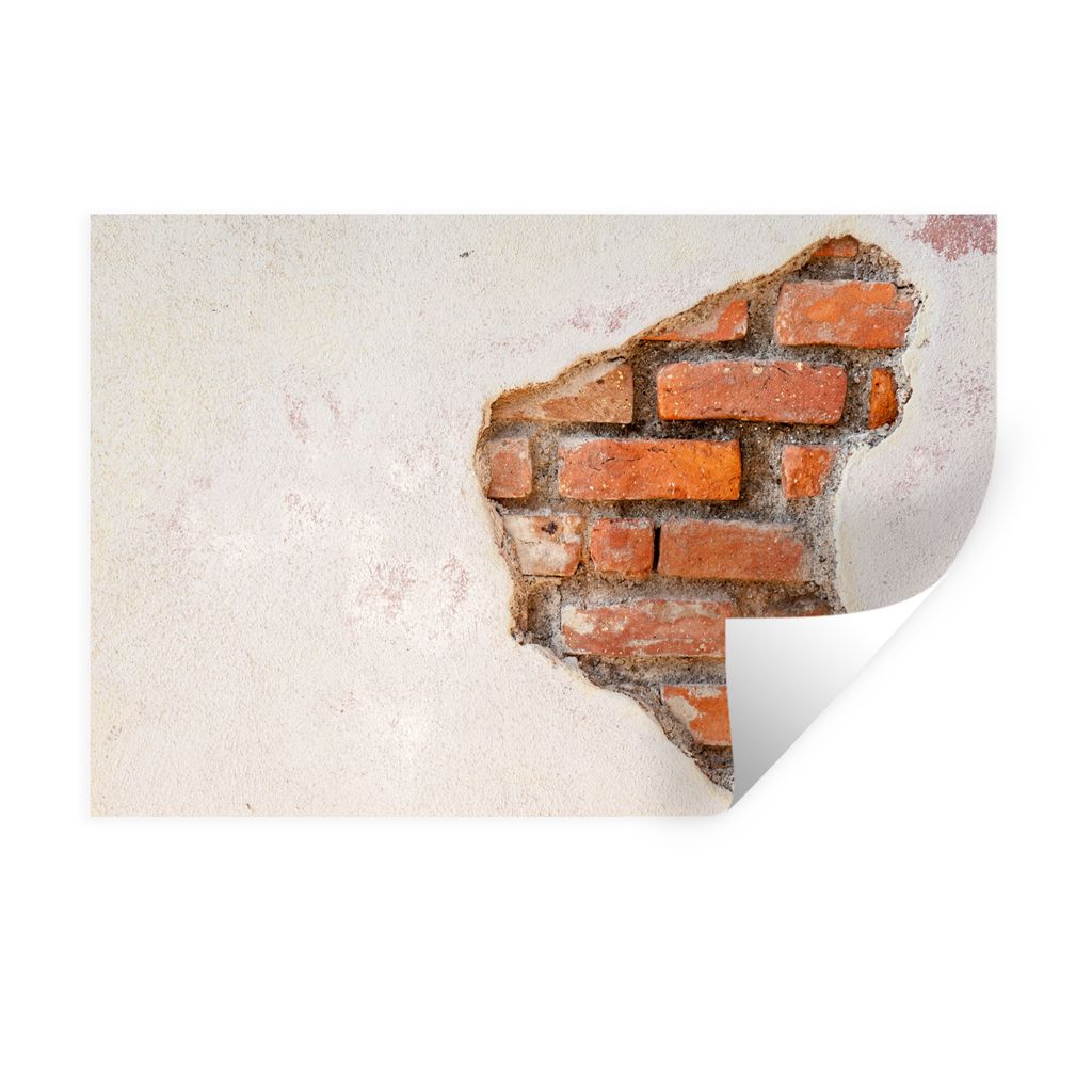 MuchoWow Wandtattoo Wandsticker Wandaufkleber Gips - Ziegel - Wand - braun 60x40 cm Selbstklebend und Repositionierbar - Wierderverwendbar - Selb...