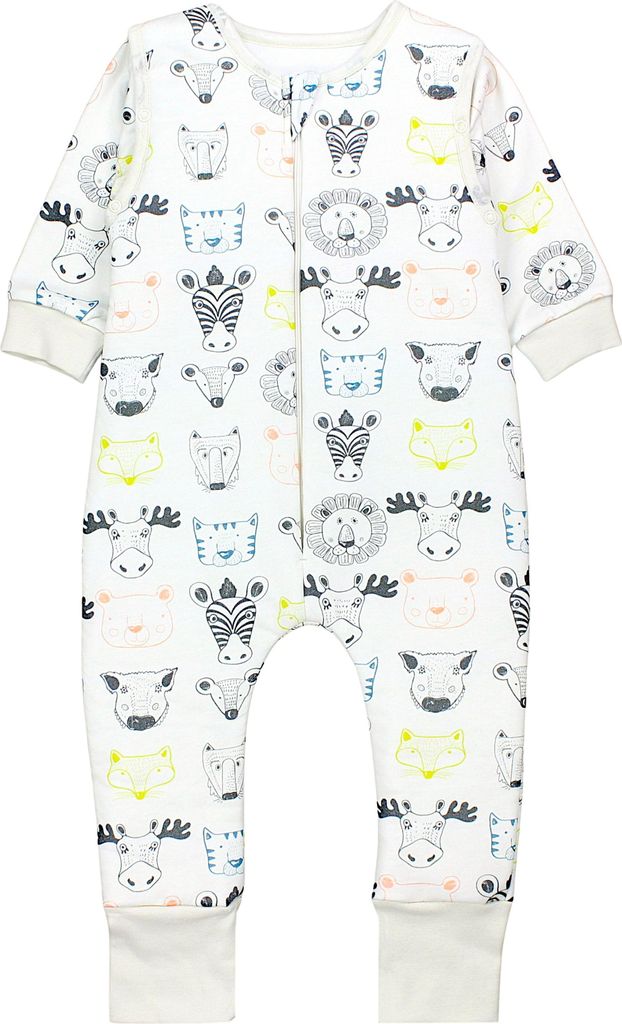 TupTam Baby Schlafsack Baumwolle 2.5 TOG mit Füßen & abnehmbaren Ärmeln, Herbst Winter, warm & atmungsaktiv, Farbe: Tierköpfe Zeichnung, Größ...