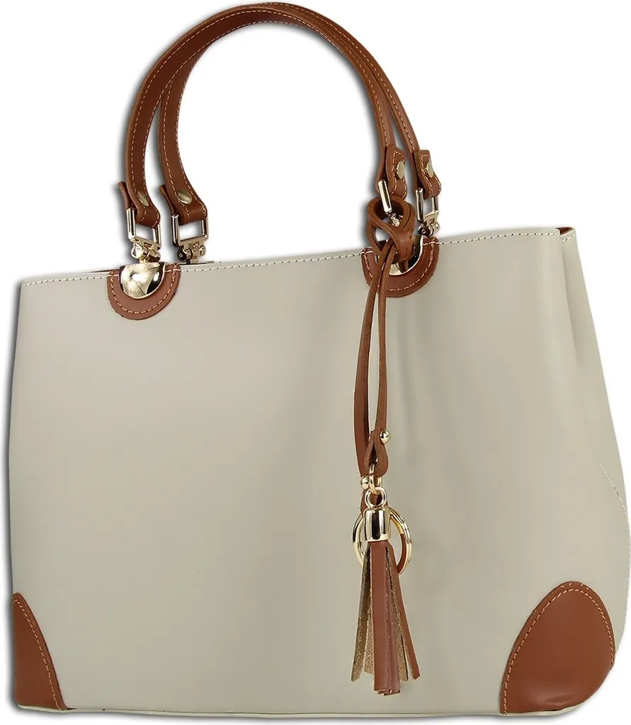 Sac à main cuir beige pour le travail et sorties - Pratique et Chic