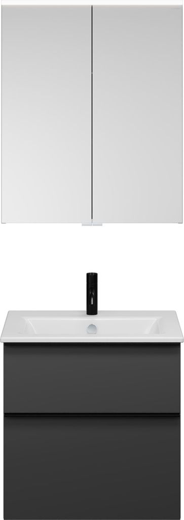 burgbad Eqio Set, bestehend aus Spiegelschrank, Keramik-Waschtisch Slim und Waschtischunterschrank, Breite 650mm, SHCP062F6584C0001G0252