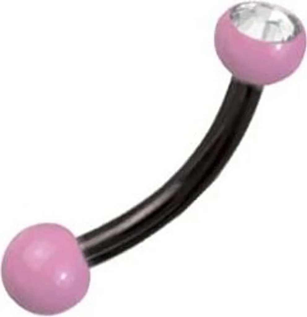 Piercing Sopracciglio Acciaio Nero e Rosa 6mm - Look Cyber-Chic