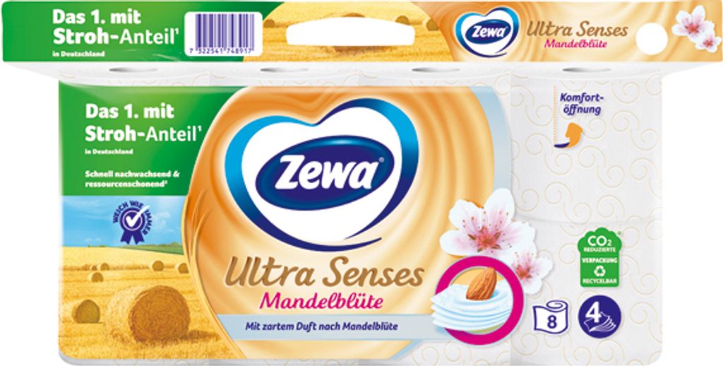 Zewa  Zewa Toilettenpapier Ultra Senses 4-lagig 8 Rollen Productafbeelding 